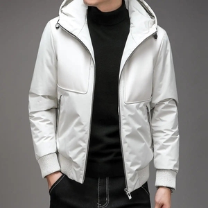 Nouveau chaud hommes lumière vers le bas hommes mode manteau à capuche court léger jeunesse Slim Fit manteau vers le bas s rembourré noir - Product Image 4
