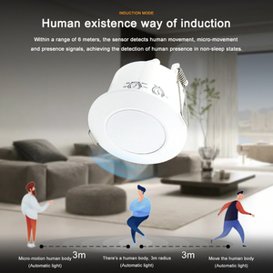 Độ nhạy cao 24Ghz AC100-240V trong nhà cơ thể con người Cư cảm biến Trần gắn thiết bị chuyển mạch quy nạp với phát hiện hơi thở - Product Image 3