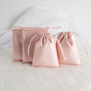 Pu Leather Jewelry Storage Bags <b>Drawstring</b> <b>Pouches</b> Light Pink For Earbuds And Jewelry 8x10cm 15x20cm 10x15cm 13x18cm 9x12cm - Product Image 1