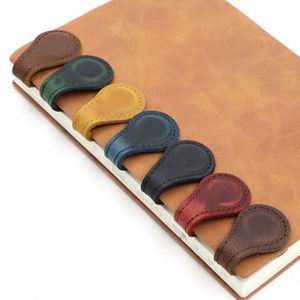 Genuine Leather Magnetic <b>Bookmark</b> Page Clip Vintage Teardrop Shape Book Mark for Book Lovers Reading Accessories - Product Image 2