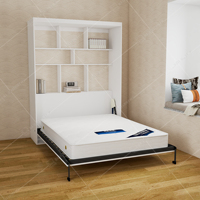 Ensemble de meubles de chambre à coucher minimaliste moderne Lit mural pliable caché Armoire Bureau Coiffeuse Combinaison Lit Murphy Acier Queen/