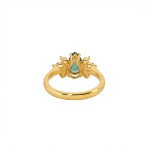Natural Zambian <b>Emerald</b> Pear Engagement Wedding <b>Ring</b> Moissanite 925 Sterling <b>Silver</b> Solid Gold Luxury OEM ODM Wholesale Supplier - Product Image 6