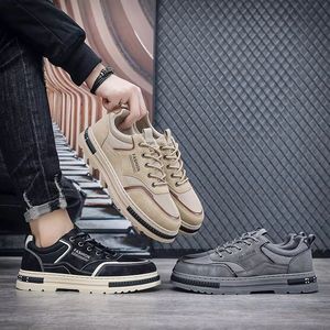 Chaussures décontractées pour hommes, respirantes, en mesh et cuir, avec semelle épaisse, confortables pour un usage quotidien et la marche en extérieur. - Product Image 4