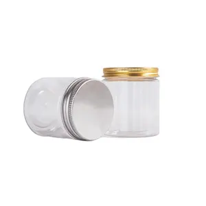 250ml-1000ml PET 빈 플라스틱 항아리 냄비 용기 식품 공예 투명 뚜껑 리필 저장 나사 얼굴 투명 캔 주석 흰색 뚜껑