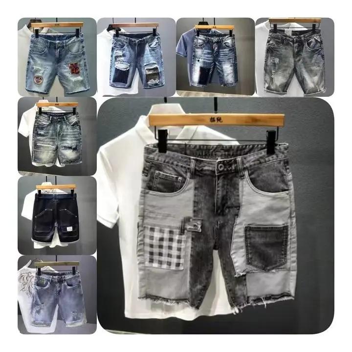 High quality summer men denim shorts male jeans men's short pants Young jeans fit skinny breathable light weight custom design