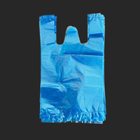 Sacs de courses en plastique bleu solide jetables personnalisés, sacs en plastique HDPE pour supermarché et épicerie