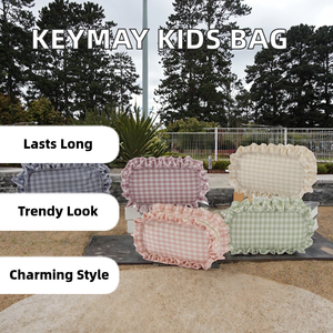 Keymay - Neceser de Viaje Ecológico para Niños, con Volantes y Diseño de Cuadros, Bolsa de Maquillaje Cosmética de Poliéster con Cremallera y Letras Modernas - Product Image 3