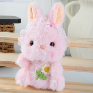 Cute Fluffy Rabbit Keychain Plush Bunny <b>Doll</b> Pendant Adorable Bunny Plush Toy for Backpack Charm Furry Animal Keyring Accessory - Product Image 3