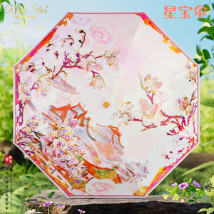Paraguas de regalo de mujer de lujo 3 pliegues estilo chino mango de madera marco dorado de alta calidad estrella <span class=keywords><strong>Real</strong></span> RST - Product Image 6