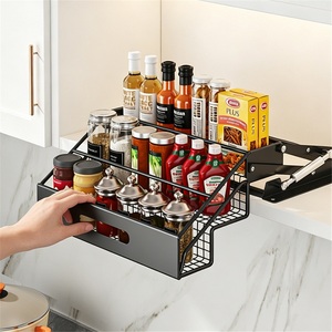 Étagère de rangement multi-niveaux pour serviettes, autoportante, moderne, en acier inoxydable, étanche, silencieuse, avec levage hydraulique, sans perçage, pour armoire de cuisine - Product Image 4
