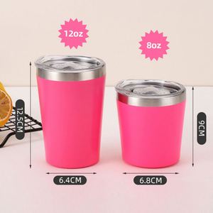 Custom logo 8oz 12oz <b>Coffee</b> Cup Insulated Tumbler Wholesale Bulk Stainless Steel Vacuum Milk Cup for Kids Tumbler with Lid - Product Image 3