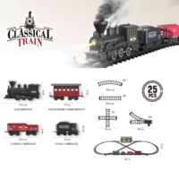 Ensemble de train à vapeur classique en plastique ABS, piste de chemin de fer, fumée, son, jouet de train électrique pour garçons
