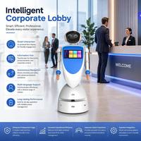Nuevo Robot Guía Profesional para Salas Gubernamentales, Color Azul Luna, con SLAM Lidar Martin, ABS de Alta Resistencia + PC, Motores de Doble Accionamiento