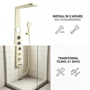 Panneau de douche mural multifonctionnel blanc crème de qualité supérieure pour hôtel, appartement, villa, ensemble de douche pour salle de bain - Product Image 2