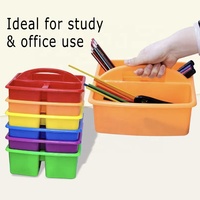 Boîte de rangement de bureau multifonction en plastique résistant, compartiments divisés, autoportante, pour outils de bureau et de classe