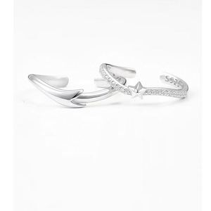 Anillo de Pareja Romántico con Estrella y Promesa, Chapado en Plata S925, Anillos Abiertos para Mujeres y Hombres, Joyería de Boda - Product Image 2