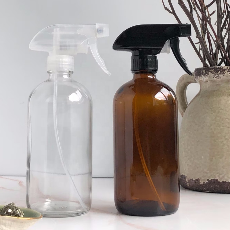 Wholesale Brown Glass Boston Bottle Transparent Spray Gun Spray Bottle 240ml 480ml Reagent Bottle