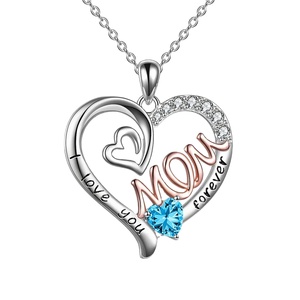 Collar con Colgante de Corazón con la Letra MOM en Plata de Ley S925 de Alta Calidad SPJ, Chapado en Rodio, con Circonita Cúbica 5A - Product Image 1