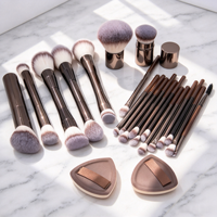 20 Buah Set Kuas dengan Ujung Bulu Dua Warna untuk Riasan Bedak dan Blush On