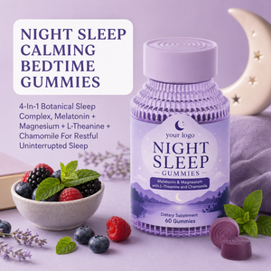 Productos Naturales de Moda para Ayudar a Dormir por la Noche, Favorecen una Relajación Profunda, un Sueño Reparador y el Alivio del Estrés, Gomitas para Dormir Botanica 4 en 1 - Product Image 1