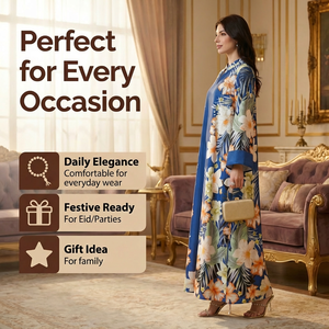 ชุดเดรสยาวประดับลูกปัดสีน้ำเงินสไตล์ทรอปิคอลสำหรับคอลเลคชั่นวันหยุด - Product Image 5