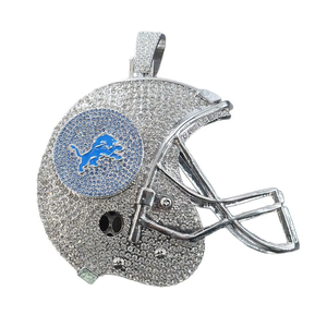 <span class=keywords><strong>Collana</strong></span> con Ciondolo Grande a Forma di Casco da Football dei Detroit Lions in Lega, Personalizzabile con Catena - Regalo - Product Image 6