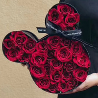 Boîte de rangement motif cœur amour Mickey, boîte à bonbons avec fleur de savon, chocolat Rose, fournitures pour fleuriste, cadeau de mariage ou de saint-valentin