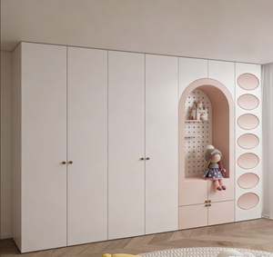Children <b>Storage</b> <b>Wardrobe</b> Colorful Design With Safety Edges Sliding Doors and Multiple Shelves for Kids Bedroom Furniture - Product Image 1