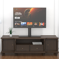 Support TV universel noir réglable en hauteur avec plateau en verre trempé pivotant pour téléviseurs LCD de 32 à 65 pouces, fonction d'inclinaison, acier certifié CE, capacité de charge de 45 kg
