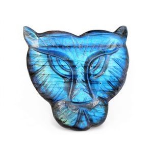 Sculpture artisanale majestueuse de visage de lion en pierre de labradorite - Symbole de force et de protection - 2 pouces - UN PIECE - Product Image 2