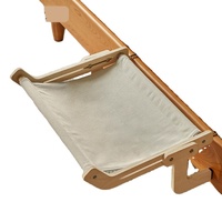 Hamac pour chat en bois naturel rectangulaire avec cadre en bois, lit suspendu pour chat amovible et lavable, toutes saisons