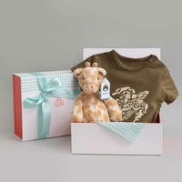 Vente en gros, couverture pour bébé, enfants, bavoirs, vêtements, paquet de papier de luxe, ensemble cadeau pour nouveau-né, chaussettes, emballage, boîtes à chemise avec fenêtre