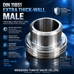 Raccordo DIN 11851 Maschio con Rivestimento Spesso per Saldatura e Produzione DN10-DN150 - Product Image 2