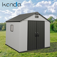 Abri de jardin KENDA OEM en PP rotomoulé 8x10 pieds, verrouillable, étanche, pour outils de jardin, avec sol, garantie 10 ans