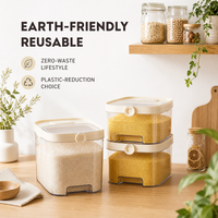 Contenedor de Almacenamiento de Arroz de Gran Capacidad con Recubrimiento, 5L, Plástico de Grado Alimenticio, Organizador de Despensa Sellado