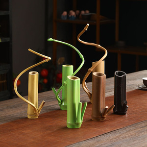 Florero de bambú, adorno decorativo creativo de estilo chino para ceremonia del té y decoración del hogar - Product Image 1