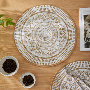 Sets de table antidérapants en jute bohème Sets de table ronds pour <span class=keywords><strong>cuisine</strong></span>, mariage, maison et décoration - Product Image 6