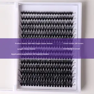 <span class=keywords><strong>Cils</strong></span> synthétiques autocollants pour le commerce extérieur, 30D 40D, courbés, segmentés, denses, en grappe unique, légers, pour un effet naturel - Product Image 4