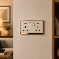 Nouvelle prise murale électrique 13A au design incurvé, durable, avec Ethernet, ignifuge, pour projets de décoration intérieure