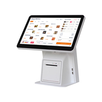 Kiosque de commande et de paiement à double écran, résolution 1920x1080, tablette tactile rapide, lecteur de codes-barres en libre-service sur pied