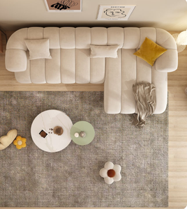 Ensemble de <span class=keywords><strong>canapé</strong></span> moderne en <span class=keywords><strong>tissu</strong></span> velours incurvé à trois places avec fonction inclinable pour les salons d'appartements et d'hôtels - Product Image 6