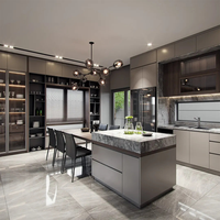Moins cher Prix Design moderne Gris foncé Placard de cuisine en forme de L Meuble de cuisine de luxe en bois personnalisé Armoire de cuisine complète
