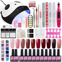 Kit de vernis à ongles en gel avec lampe UV 120W, sécheuse à ongles, couche de finition, décorations pour ongles, outils de manucure