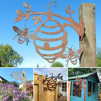 Plante d'abeille rouillée, décoration de jardin, Art de jardin rouillé, décoration de ferme, Art de jardin en métal