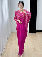 Nouvelle mode Miyake automne de Polyester manches chauve-souris Patchwork couleur gland plissé grande taille femmes robe