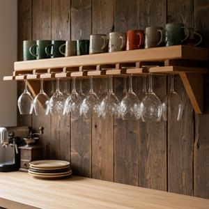 Portabicchieri da Parete, <span class=keywords><strong>Portabottiglie</strong></span>, Accessorio Bar, Portaoggetti, Pallet in Legno, Decorazione Bar, Portabicchieri da Vino - Product Image 3