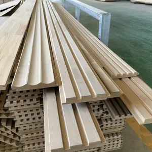 Factory Manufactured home Interior 3D Pvc cladding fluted Solid Wood Slat Wall Panel