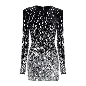 2024 autunno inverno Star della moda nuovo abito a <span class=keywords><strong>maniche</strong></span> <span class=keywords><strong>lunghe</strong></span> con Glitter con perline e perline - Product Image 1