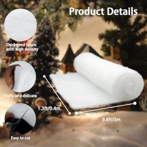 <span class=keywords><strong>Manta</strong></span> de nieve blanca ultrarrealista de 0,4x3m | Decoración navideña esponjosa para árbol de Navidad, hogar, escaparate y evento - Product Image 2