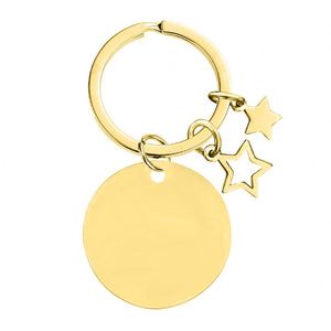 30mm Mirror Polish Stainless Steel Blank Keychain <b>Round</b> Pentagram Star Keyring for DIY Custom Logo Name Engrave Tags Key Chain - Product Image 5